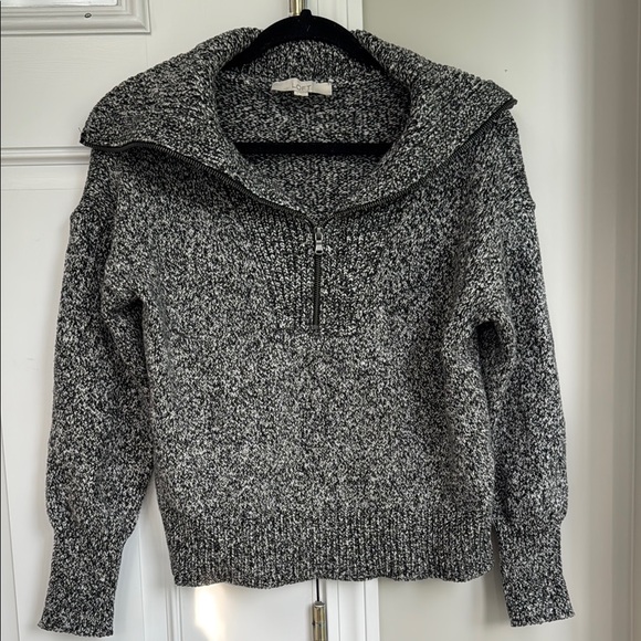 LOFT Half Zip Black and White SweaterSize Small - Picture 2 of 9